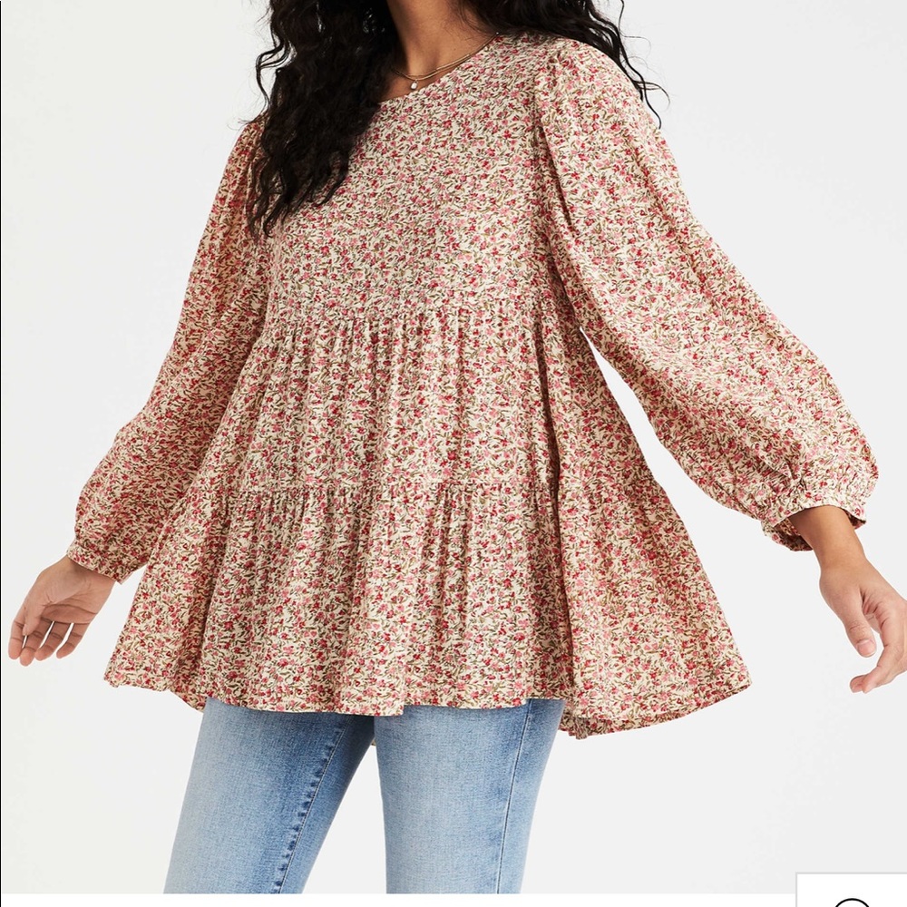 American Eagle Printed Tunic Babydoll Top